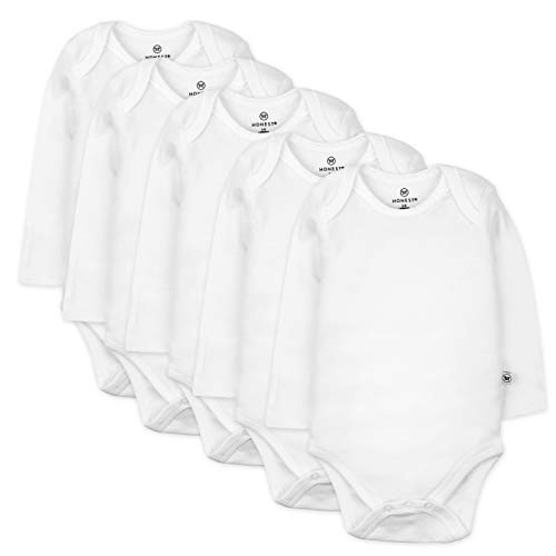 Honestbaby 5 Pack Organic Cotton Long Sleeve Bodysuits