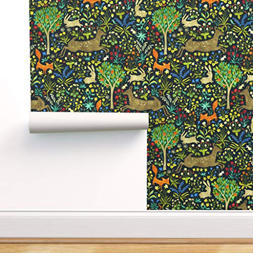 Spoonflower Peel And Stick Removable Wallpaper Woodland Animals Forest Nursery Decor