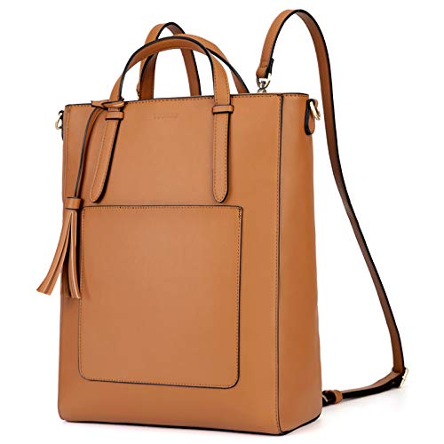 Ecosusi Tote Bag Convertible Backpack For Women Vegan Leather Handbag Multifuction Shoulder Bag
